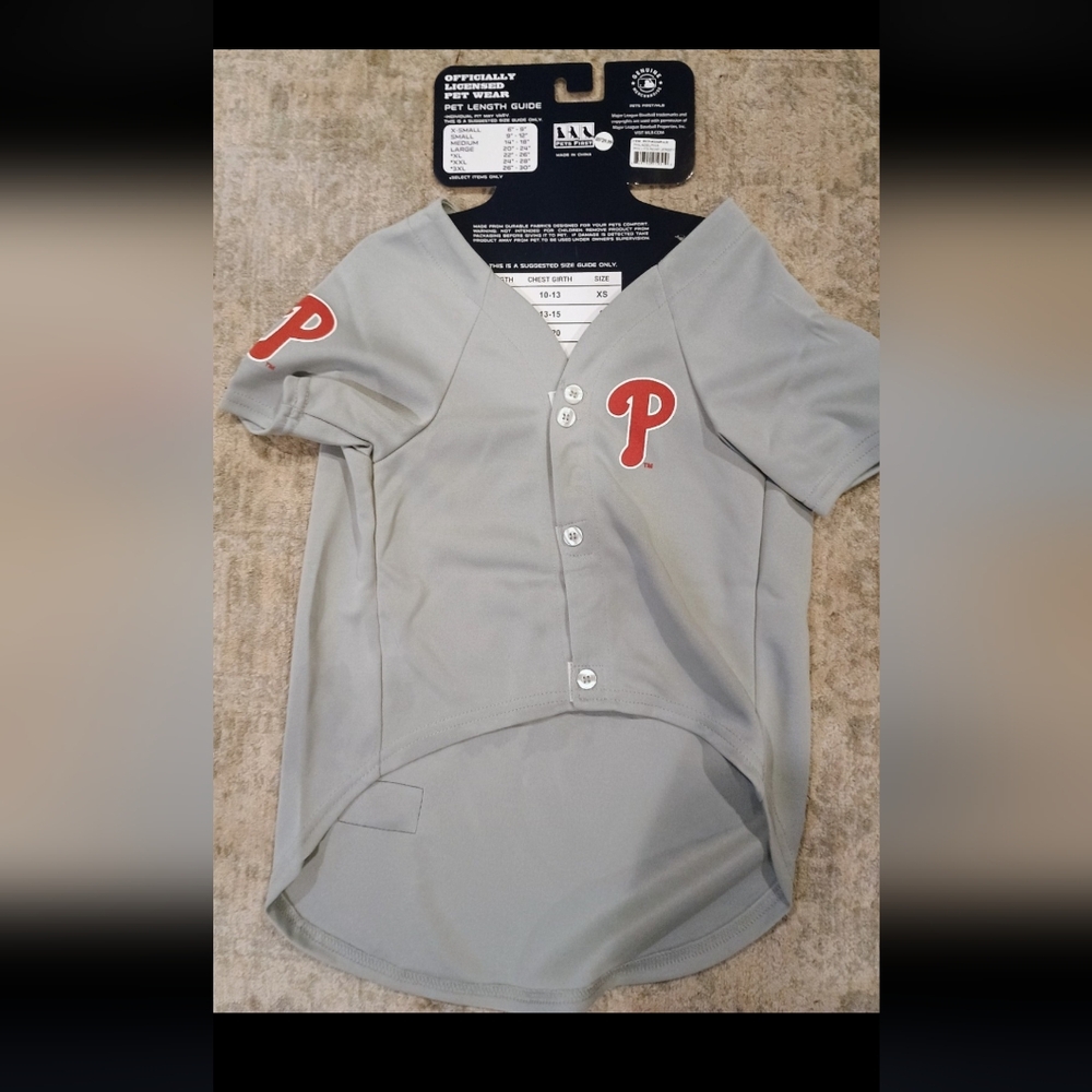 Philadelphia Phillies Dog Baseball Jersey with Red Accents